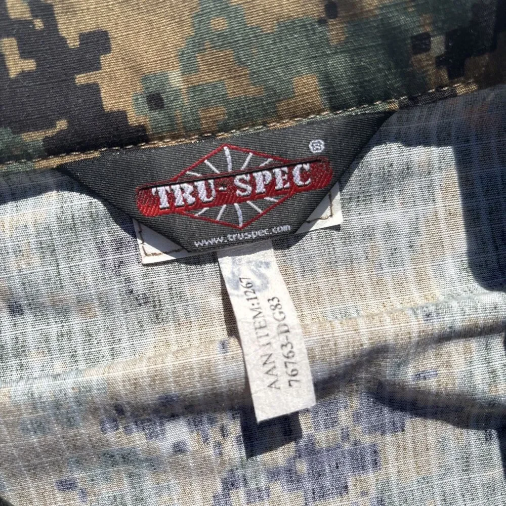 Tru-Spec Digital Camo Combat Shirt Unisex XL Long Green Brown Long Sleeve